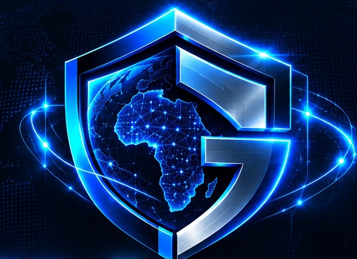 Ghostwall Security shield artwork with Africa network motif